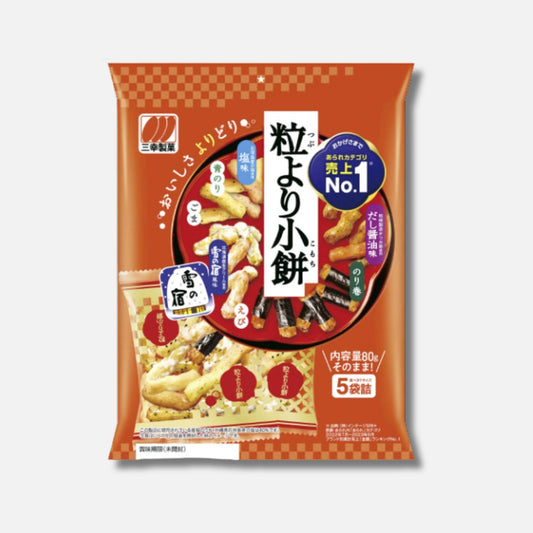 Sanko Seika "Tsubu Yori Komochi" Mixed Rice Crackers 80g (5 Packs Inside)
