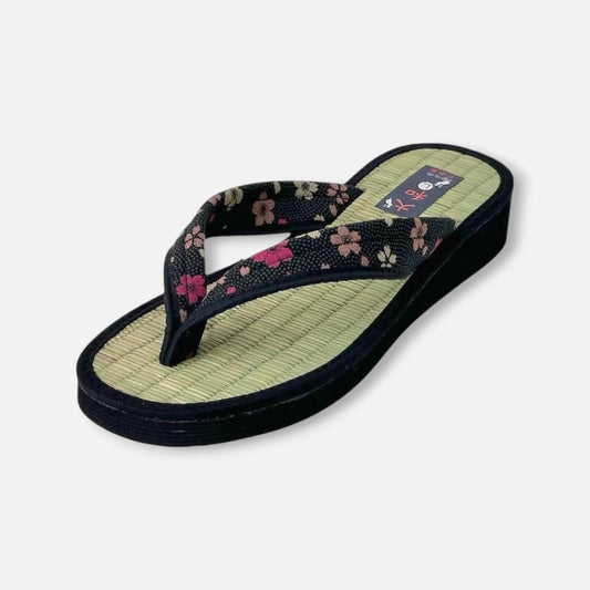 Japanese Pattern Tatami Style Women's Saldal (3604 Black)