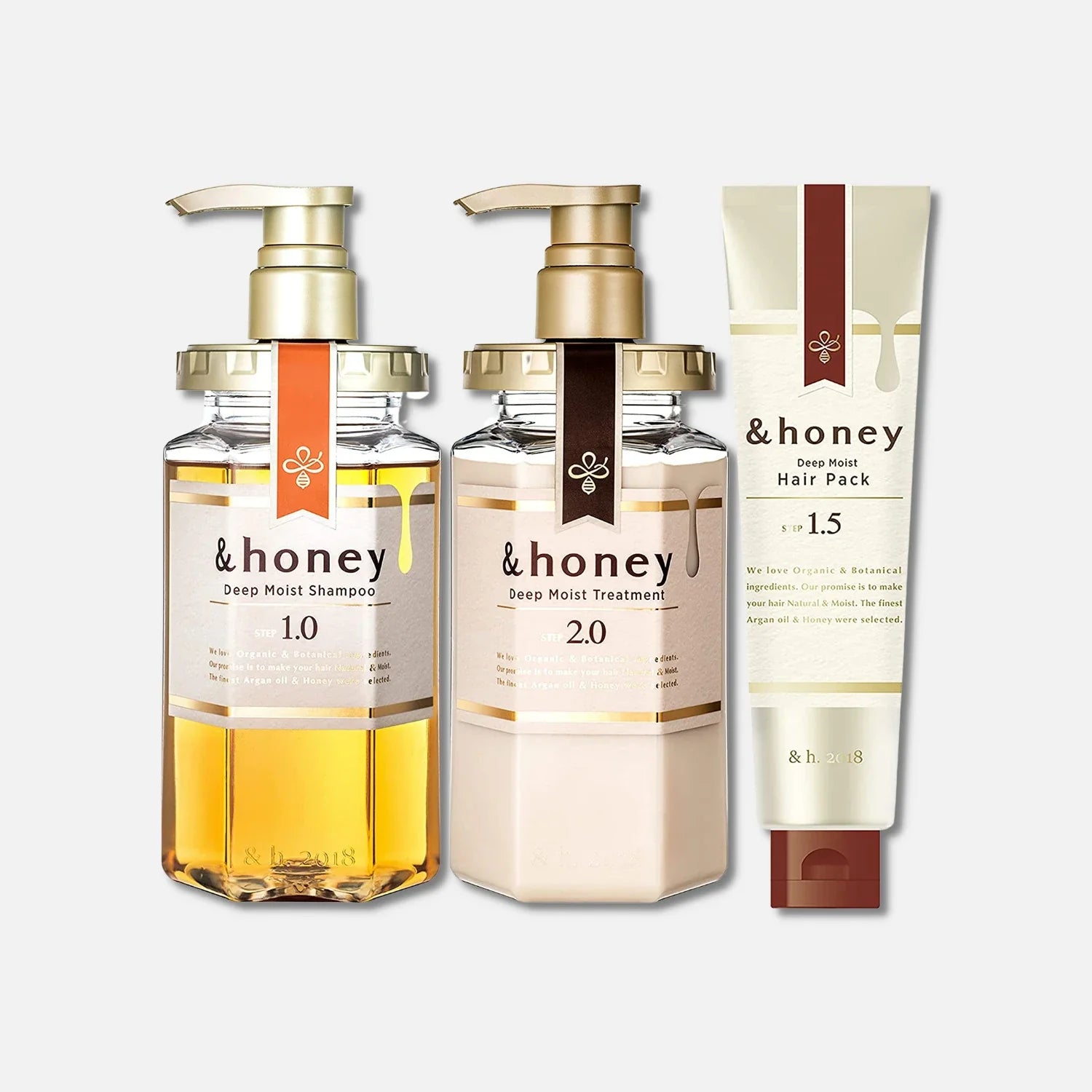 & Honey Deep Moist Shampoo, Treatment & Mask Set 440ml Each + 130g
