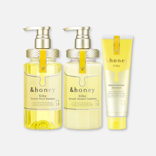 & Honey Silk Smooth Shampoo, Treatment & Mask Set 440ml Each + 130g