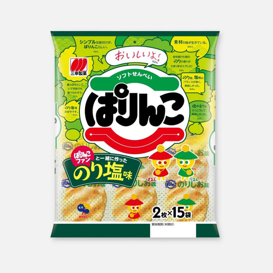 Sanko Seika Parinko Seaweed Salt Nori Rice Crackers 30 Units