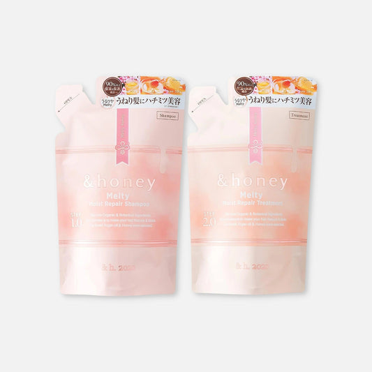 & Honey Melty Moist Repair Shampoo & Treatment Set Refill 350ml Each