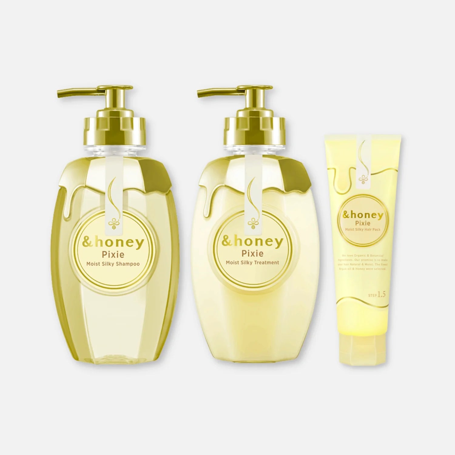 & Honey Pixie Moist Silky Shampoo, Treatment & Mask Set 440ml Each + 130g