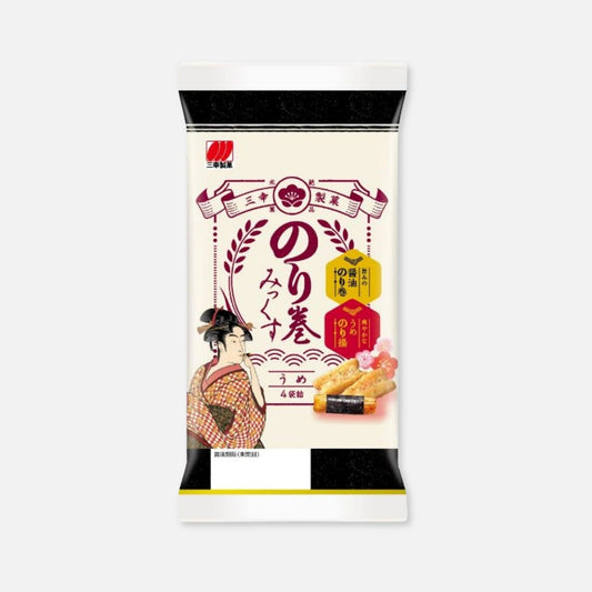 Sanko Seika "Nori Maki Ume" Seaweed Roll Rice Crackers 72g (4 Packs Inside)