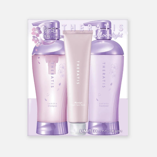 Theratis Moonlight Sleek Limited Sakura Edition Shampoo, Treatment & Hair Mask Set (435mlx2 + 130g)
