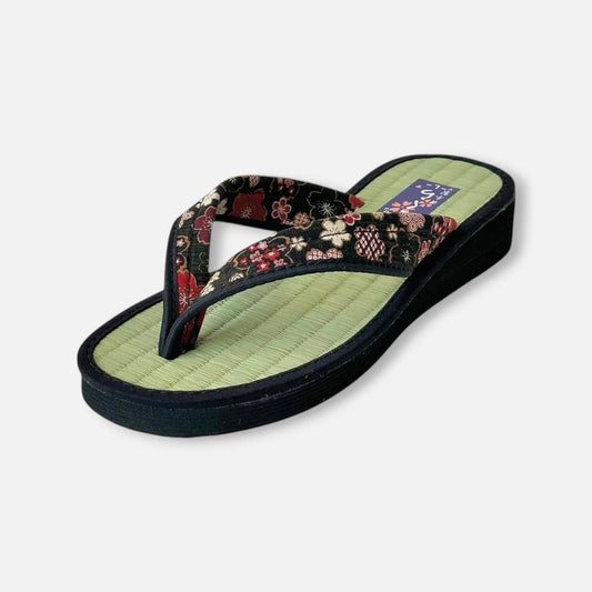 Japanese Pattern Tatami Style Women's Saldal (3590 Black)