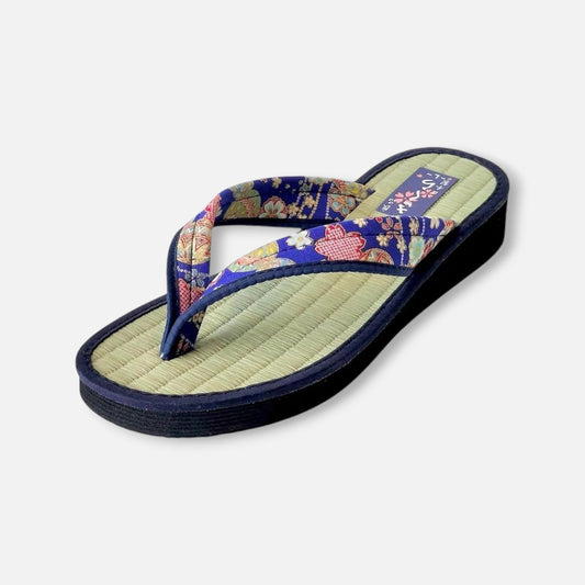 Japanese Pattern Tatami Style Women's Saldal (3590 Blue)