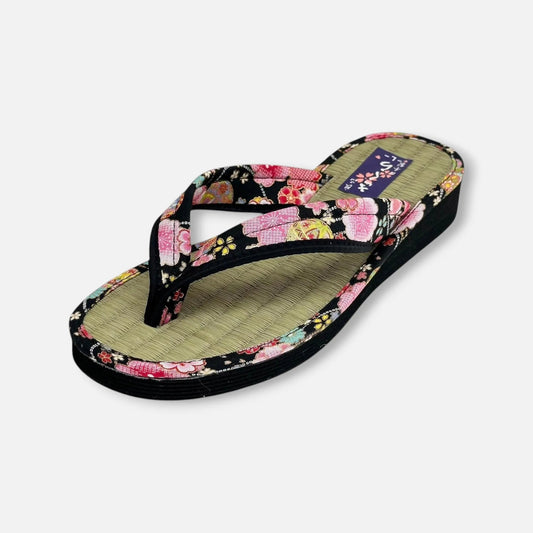 Japanese Pattern Tatami Style Women's Saldal (3530 Black)
