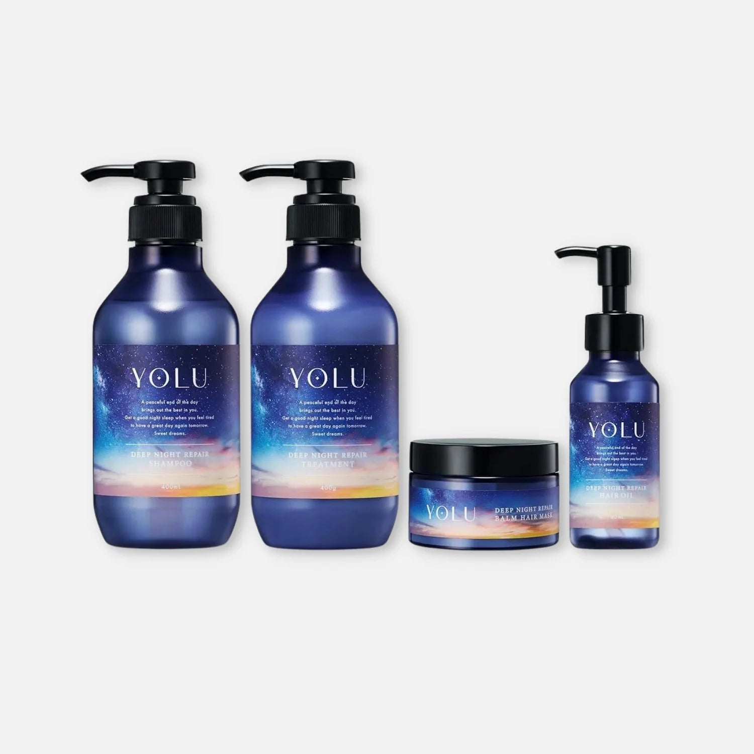 YOLU Deep Night Repair Shampoo, Treatment, Hair Mask & Hair Oil Set (400ml Each + 145g + 80ml)