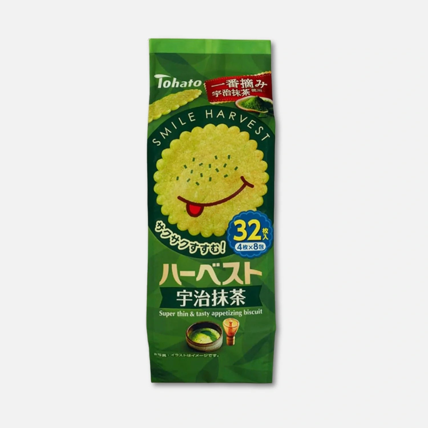 Tohato Harvest Uji Matcha Sweet Biscuits 88g (32 Units)