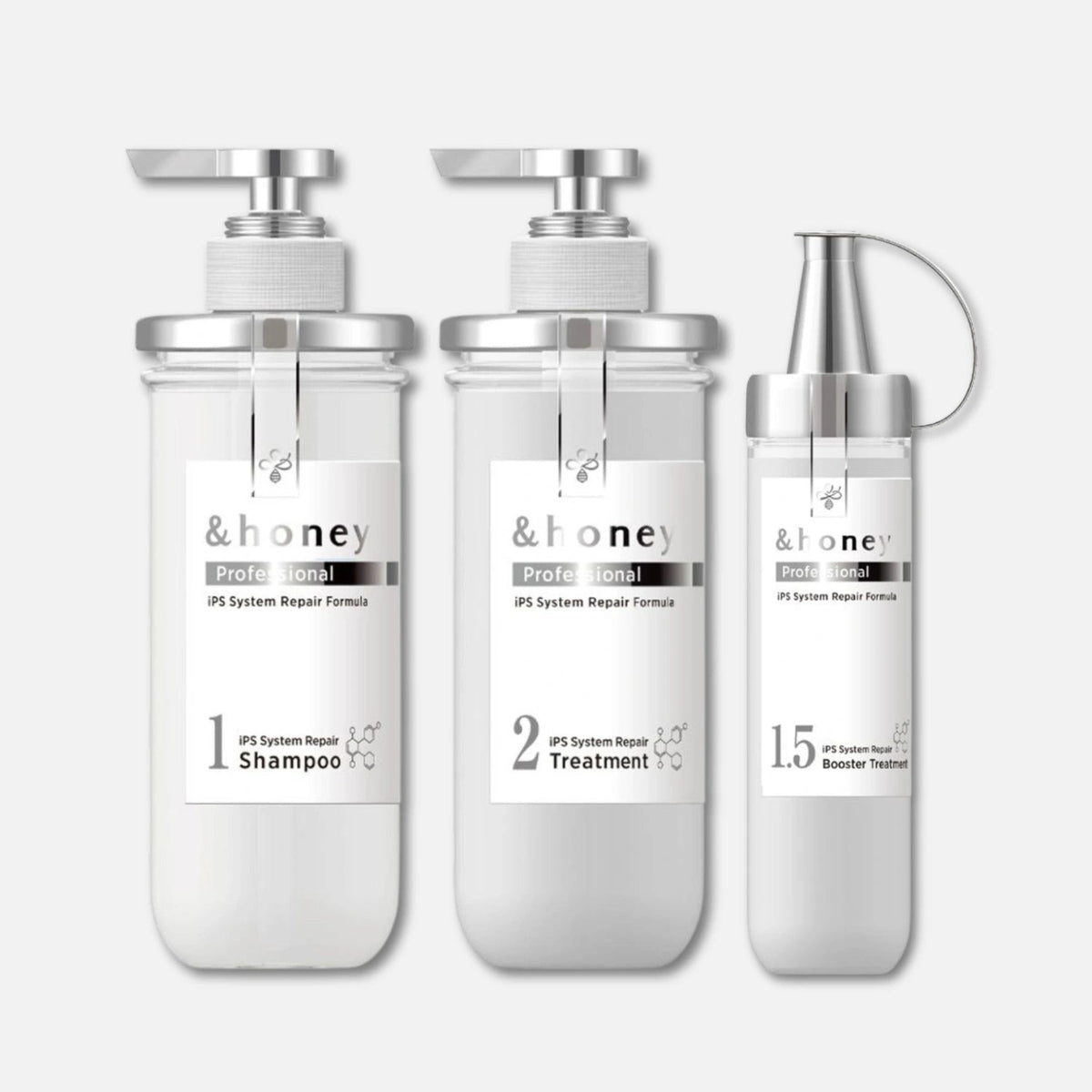 & Honey Professional IPS System Repair Shampoo 440ml, Treatment 445g & Booster Treatment 200g Set