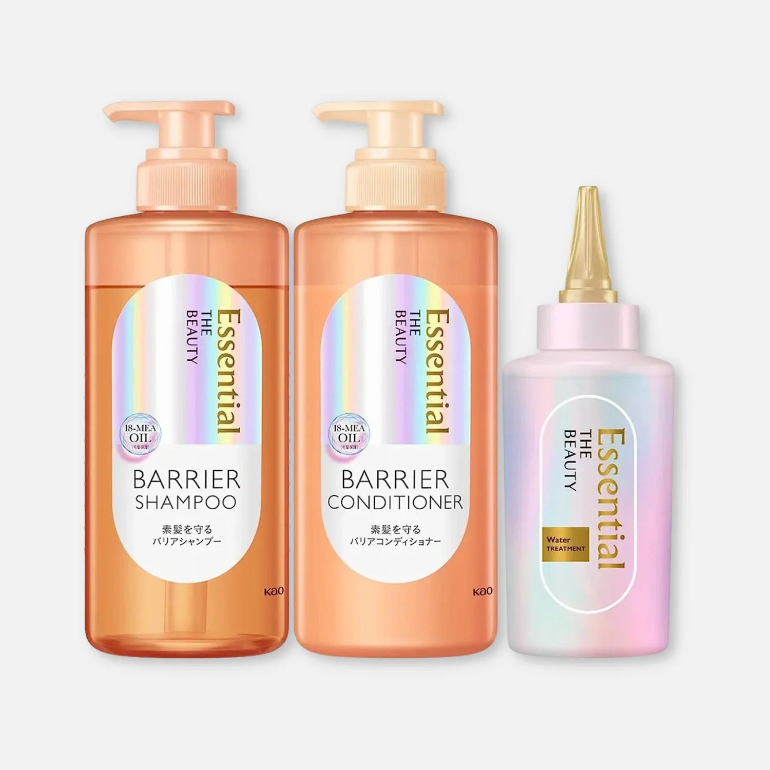 Kao Essential The Beauty Barrier Shampoo, Conditioner, Watery Treatment Set (450ml x2 + 200ml)