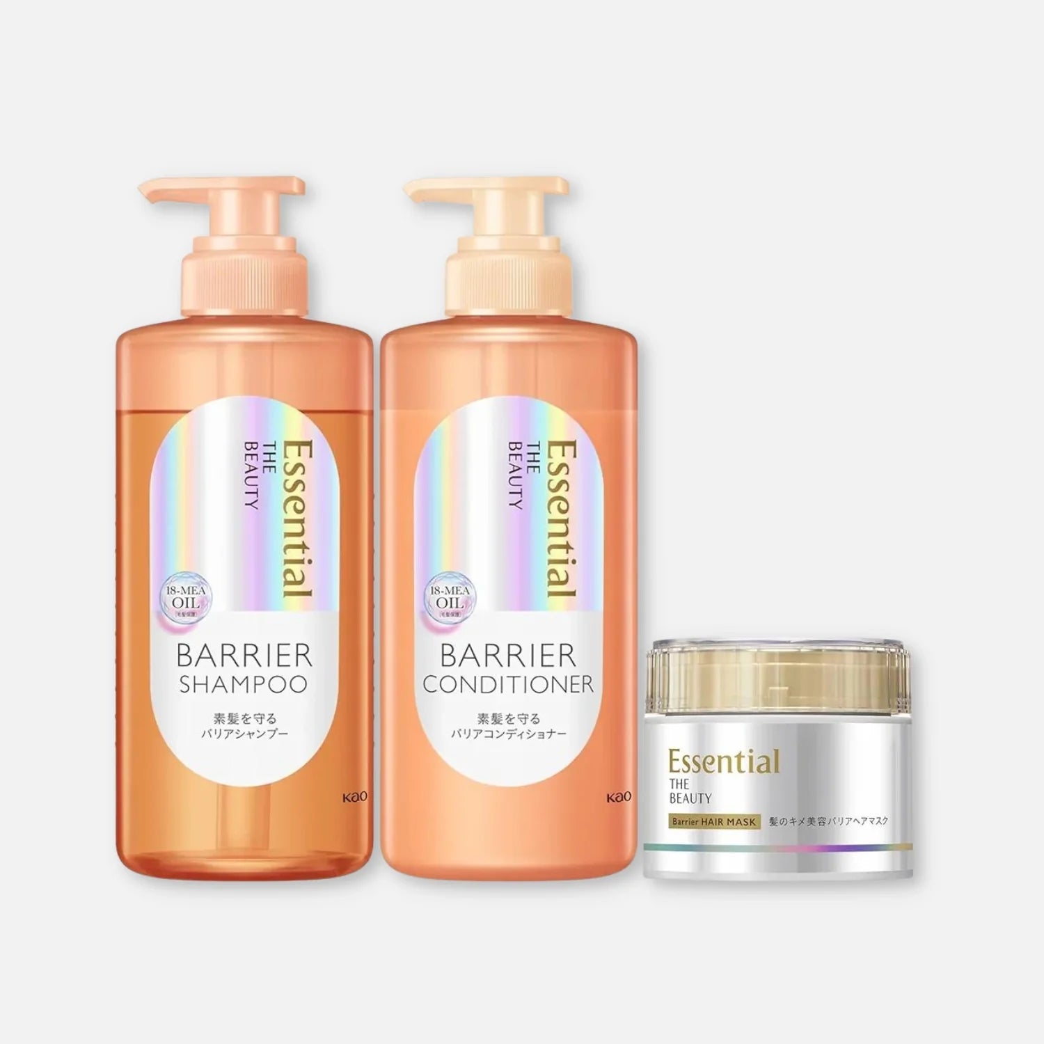 Kao Essential The Beauty Barrier Shampoo, Conditioner, Hair Mask Set (450ml x2 + 180g)