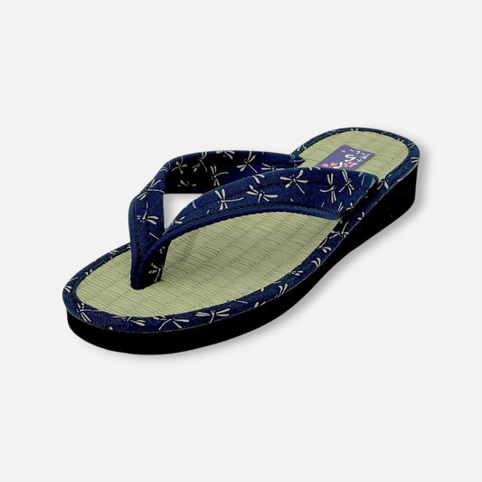 Japanese Pattern Tatami Style Women's Saldal (3560 Navy)