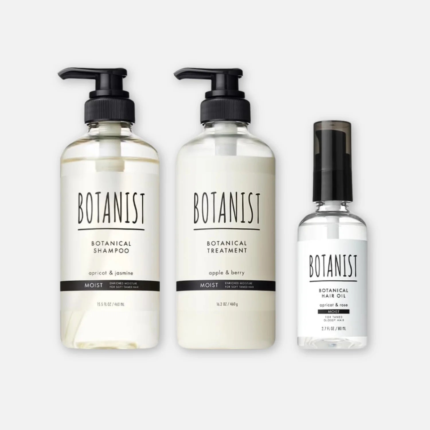 Botanist [Moist] Shampoo, Treatment & Hair Oil Set (460ml x2 + 80ml)