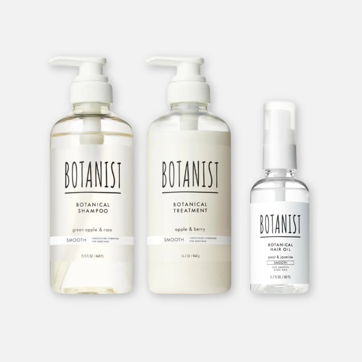 Botanist [Smooth] Shampoo, Treatment & Hair Oil Set (460ml x2 + 80ml)