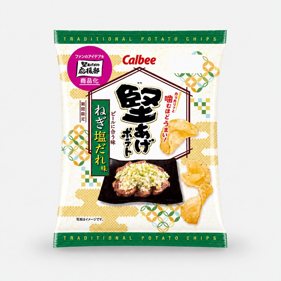 Calbee Kata Age Potato Chips Negi Shio Dare (Green Onion Sauce) 60g