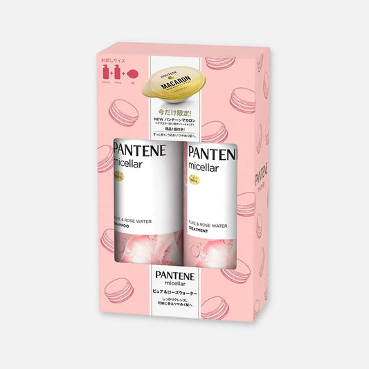 Pantene Japan Micellar Pure & Rose Water Set 400ml Each + Macaron Hair Mask 12ml