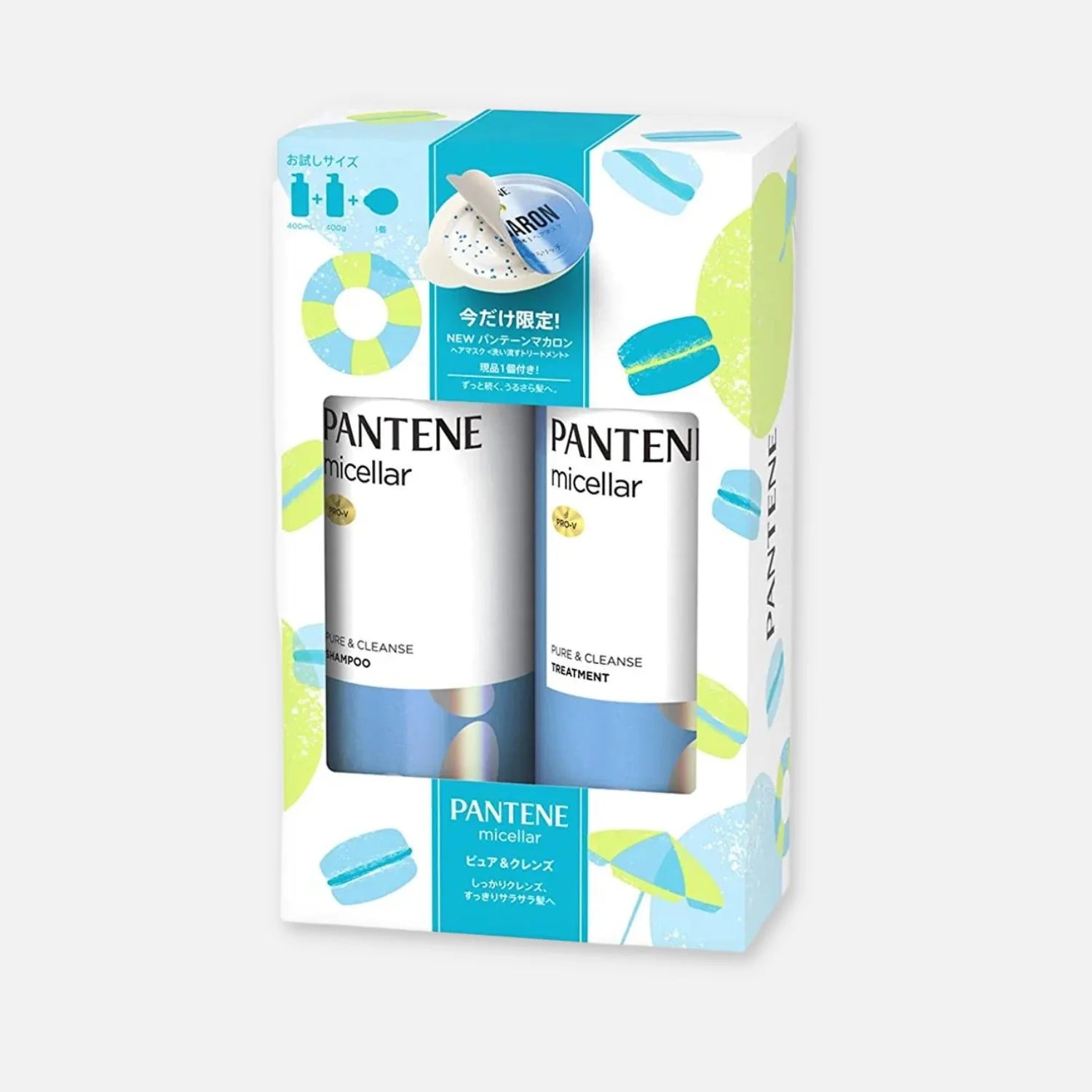 Pantene Japan Micellar Pure & Cleansing Set 400ml Each + Macaron Hair Mask 12ml