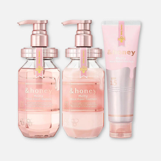 & Honey Melty Moist Repair Shampoo, Treatment & Mask Set 440ml Each + 130g